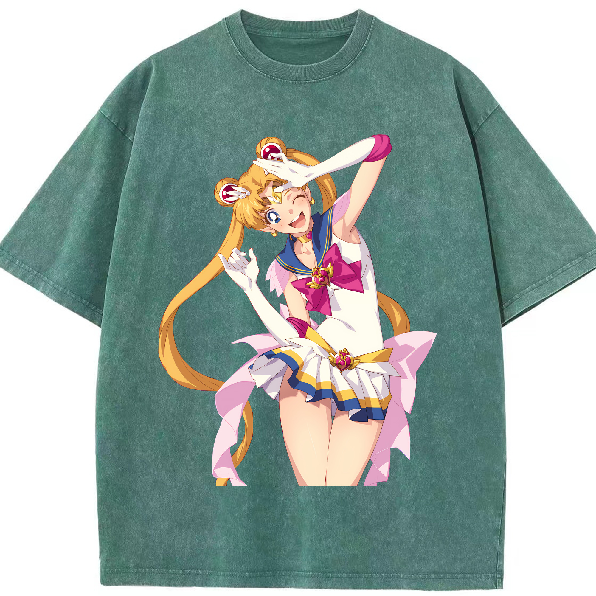 （画像用） 美少女戦士セーラームーン 月野 うさぎ つきの うさぎ Sailor Moon Tsukino Usagi 綿100% ヴィンテージ風 半袖Tシャツ（フロントプリント）